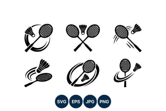 Badminton Rackets and Shuttlecock Vector: Dynamic Line Art for Designers