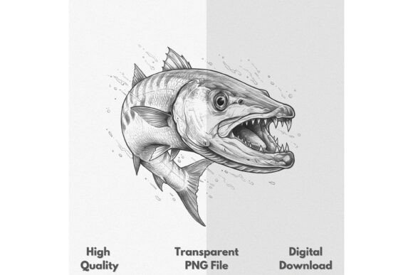 Barracuda Lunging Forward Teeth PNG: Add Dynamic Energy to Your Designs