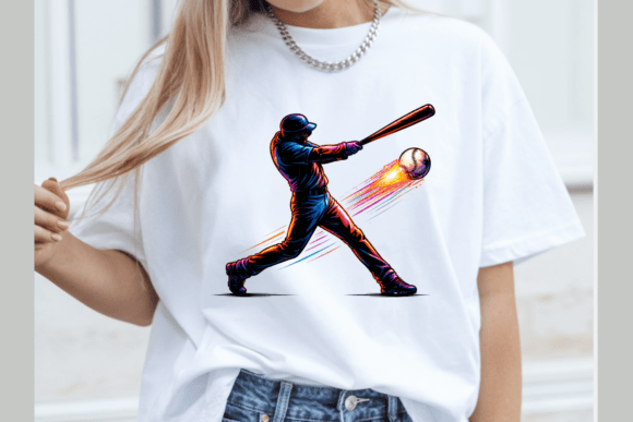 Baseball Swing Color Splash PNG: A High-Energy Design Asset