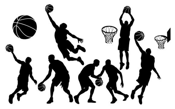 Basketball Player Silhouettes Vector Art for Dynamic Designs