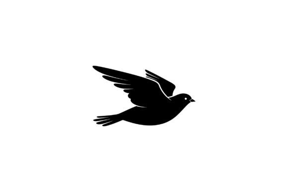 Black Bird Silhouette with Outstretched Wings: Capturing Motion in Design
