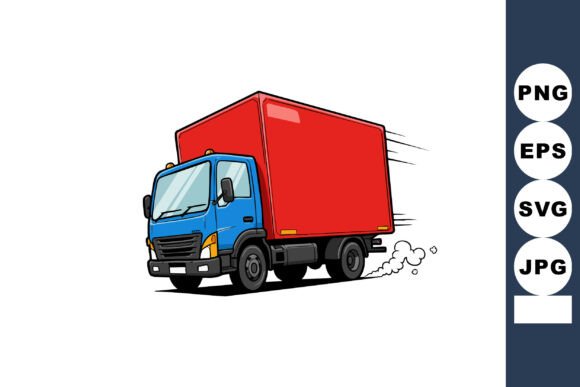 Blue and Red Delivery Truck Moving Fast: Capturing Energetic Motion