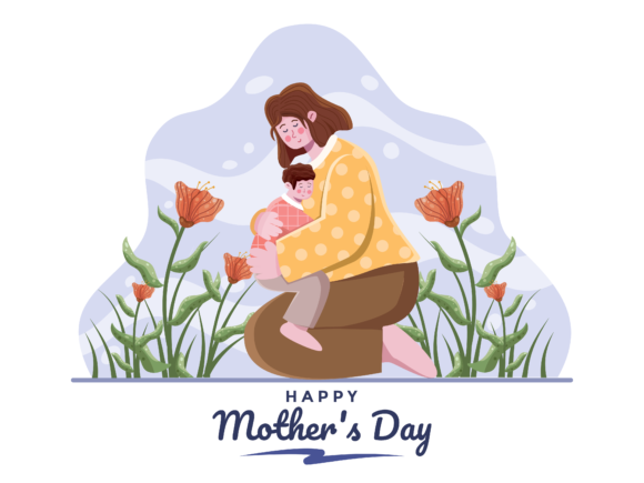 Celebrate Mom: The Joyful Appeal of the Happy Mother's Day with Mom Love the Boy Illustration
