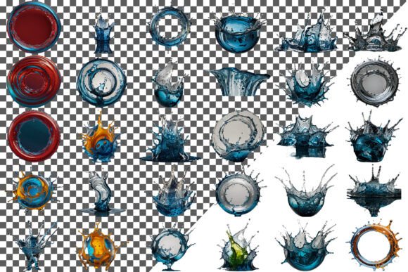 Circular Water Fluid Splash Png Bundle: Dynamic Design Assets