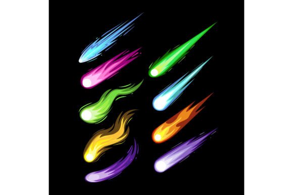 Colorful Flying Comets with Glowing Tail: Dynamic Visuals