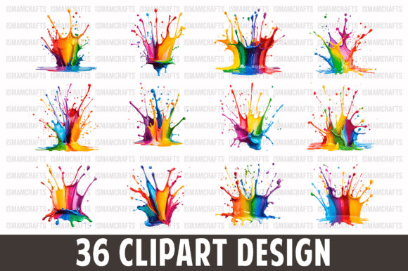 Colorful Paint Splash Clipart Bundle PNG