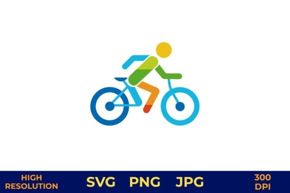 Cyclist Riding Bike in Vibrant Vector: Dynamic Motion for Your Designs