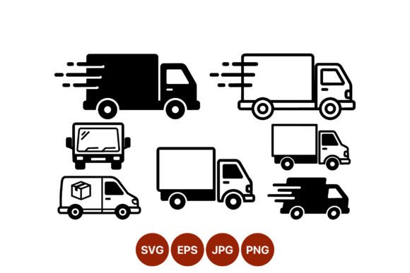Delivery Truck Icons Black White Flat: A Designer's Toolkit