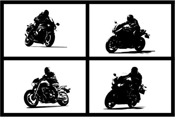 Dynamic Riding Motorcycle Silhouette Designs for Creative Pros