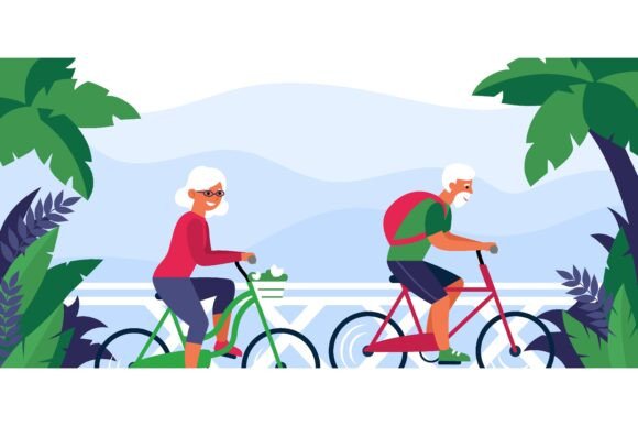 Embracing Vibrant Twilight: The Senior Couple Riding Bike Aesthetic