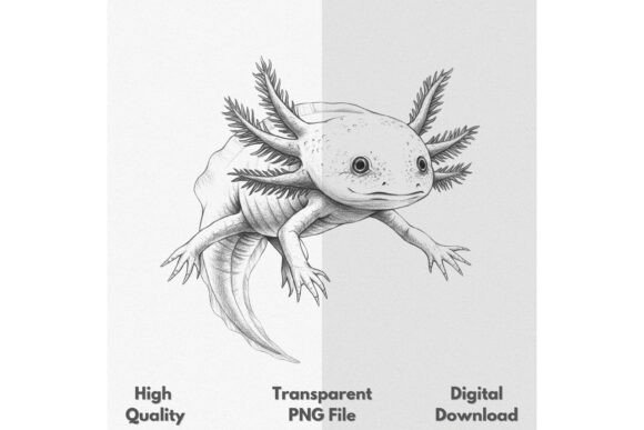 Graceful Axolotl Swimming Sketch PNG for Creative Projects