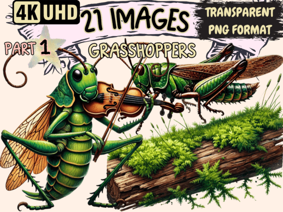 Hop into Creativity: Unleashing Grasshoppers Clipart P1