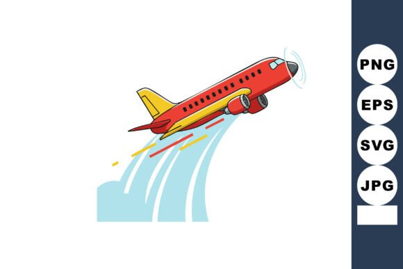 Red and Yellow Airplane Taking Off: Dynamic Design Assets