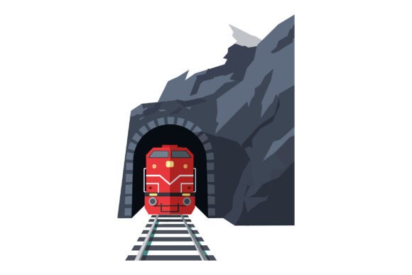 Red Locomotive Train Emerging from Dark: A Visual Powerhouse