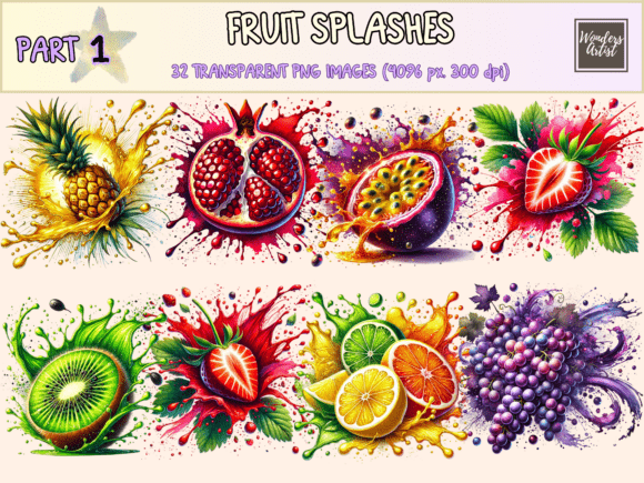 Refreshing Your Visuals: The Power of Fruit Splashes P1 Clipart