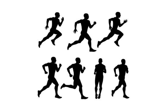 Running Man Silhouette Vector Set with M: Dynamic Motion Design