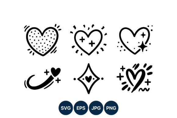 Simple Black White Heart Shapes: Versatile Vector Graphics
