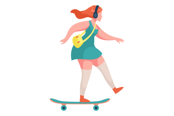 Skateboarding Woman: A Modern Summer Character Typeface