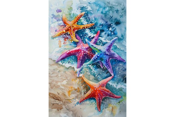 Starfish Watercolor Art for Coastal Projects