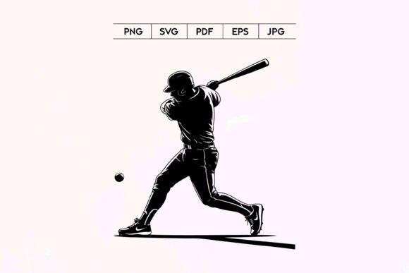 The Dynamic Motion of Baseball Player Hitting Ball Silhouette