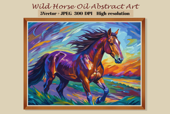Wild Horse Abstract Oil Paintings: Untamed Artistry for Modern Projects