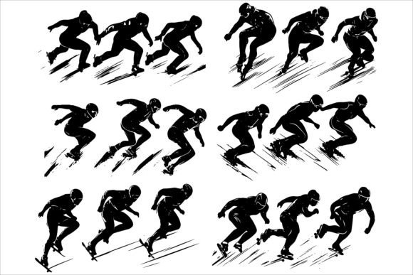 Winter Sports Speed Skaters Vector: Dynamic Design Assets